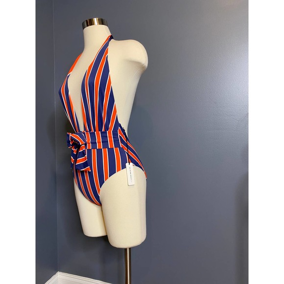 We Wore What x Onia red and blue striped Brooklyn one piece swimsuit, NWT Size S - Picture 2 of 8